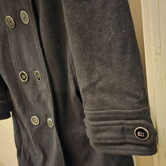🤎 GAP Kids M Black Double-Breasted Pea Coat VGUC - Picture 5 of 9